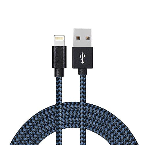 Lightning Charge Cable, Nylon Braided 10ft Extra Long iPhone Charging Charger Cable for iPhone X / 8 / 8 Plus / 7 / 7 Plus / 6 / 6 Plus / 5S,iPad,iPod Nano 7 (BlueBlack)