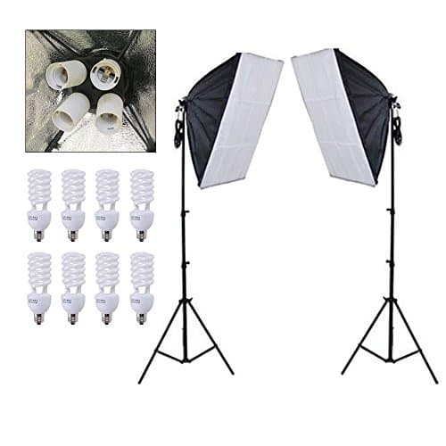 photo Studio E27 Bulbs Continuous Lighting Kit with Softbox Light Stand