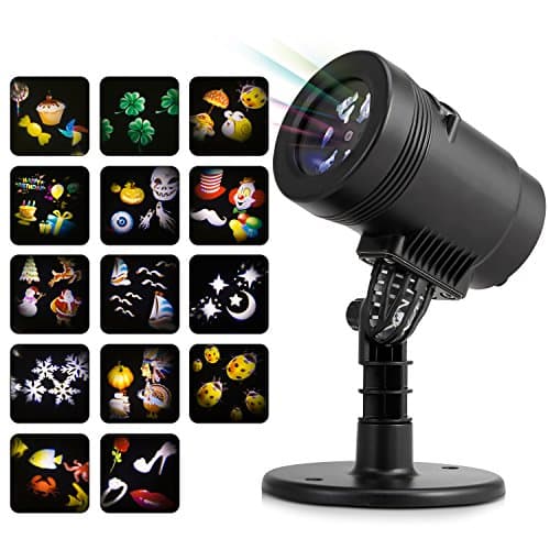 LED Projector Spotlights, Rotating Lamp, Magical 14 PCS Switchable Pattern Waterproof Sparkling Landscape Projector Light Show Projection Christmas Halloween Holiday Party Decorations for Home,Garden,Yard,Swimming Pool