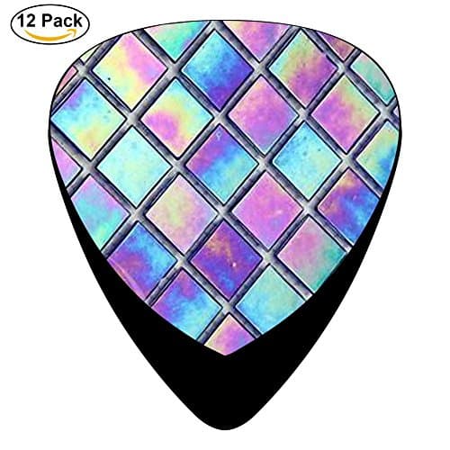 Square Celluloid Guitar Picks 12 Pack Includes Thin,Medium,Heavy Gauges For Electric Acoustic Guitar