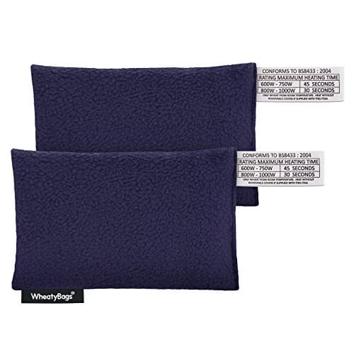 Wheat Bag Microwave Small Rectangle (15cm) Heat Pack - Pack of 2 (Fleece Fabric - Navy Blue)