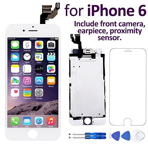 Corepair iPhone 6(4.7”) Screen Replacement White – Corepair Full Assembly Retina LCD Display Touch Digitizer with Front Camera, Ear Speaker, Proximity Sensor, Screen Protector, Repair Tools