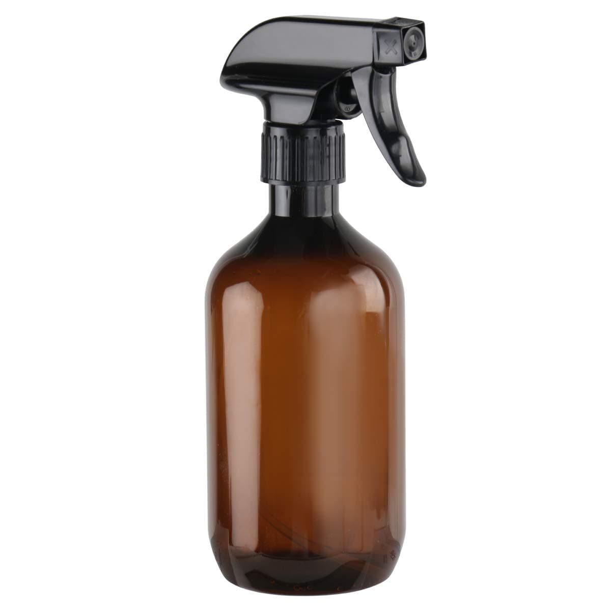 Empty Amber Plastic Spray Bottle, (1 Pack) 16oz Refillable Container for Water Cleaning Flowering, Multifunctional Trigger Sprayer Bottle with Mist and Stream Settings, Black