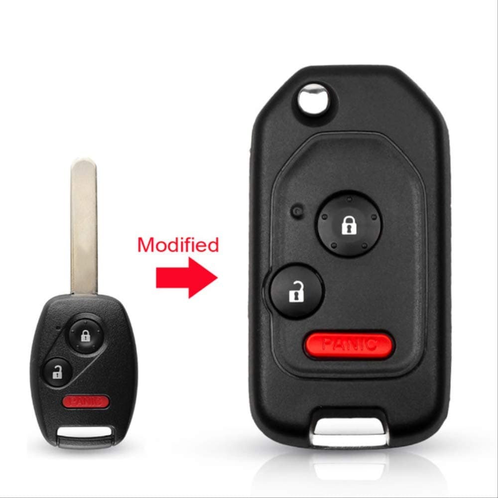MYJHModified Remote 2/3/4 Button Flip Car Key Shell Case For Honda Accord Civic 2006-2011 Crv 2018 Pilot Fit With Rubber Pad Model 3