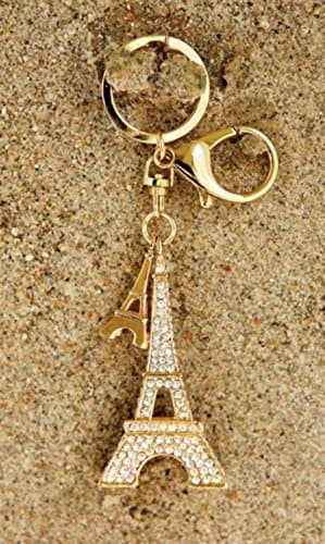 Key Ring/Bag Charm - Eiffel Tower with Clear Crystals and Mini Charm