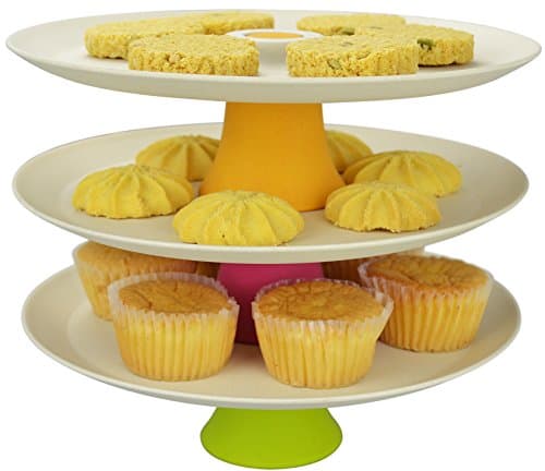 Surpahs 10-Inch Stackable Cake Stands, 6 Pcs Set, Made of Bamboo Fiber
