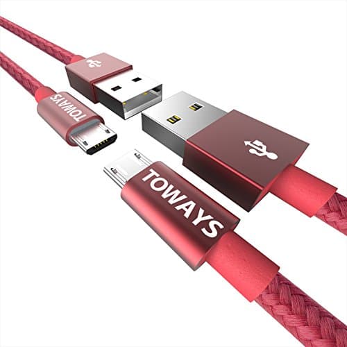 Micro USB Cable Toways (2-Pack 3.3ft/1m) USB to Micro USB Charger Nylon Braided Ultra Durable Cable for Samsung Galaxy, Sony, HTC, Nexus, LG, Motorola, Android Smartphones, Kindle and More (Red)