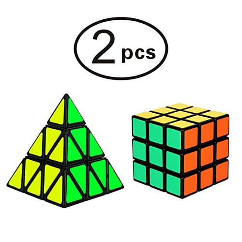 Imcolorful 2-Pack Magic Cube Puzzle Bundle Includes 3x3 Speed Cube Pyramind Speedcubing Puzzle Set of 2