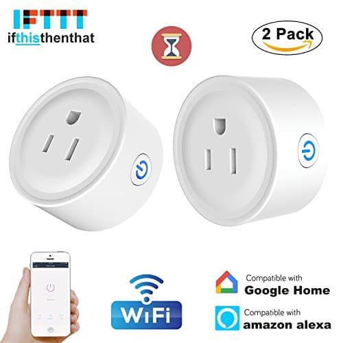 TNAIVE Mini Smart Plug Wifi Wireless Socket Outlet Remote Control By Smart Phone, Compatible with Amazon Alexa, Google Home, IFTTT, No Hub Required 2 Pack