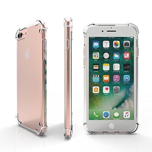iPhone 8 Plus / iPhone 7 Plus Transparent Case with Reinforced Corners Crystal Clear Shock Absorption Bumper Cover Soft TPU Rubber by VENIDER, with Gift Tempered Glass Screen Protector