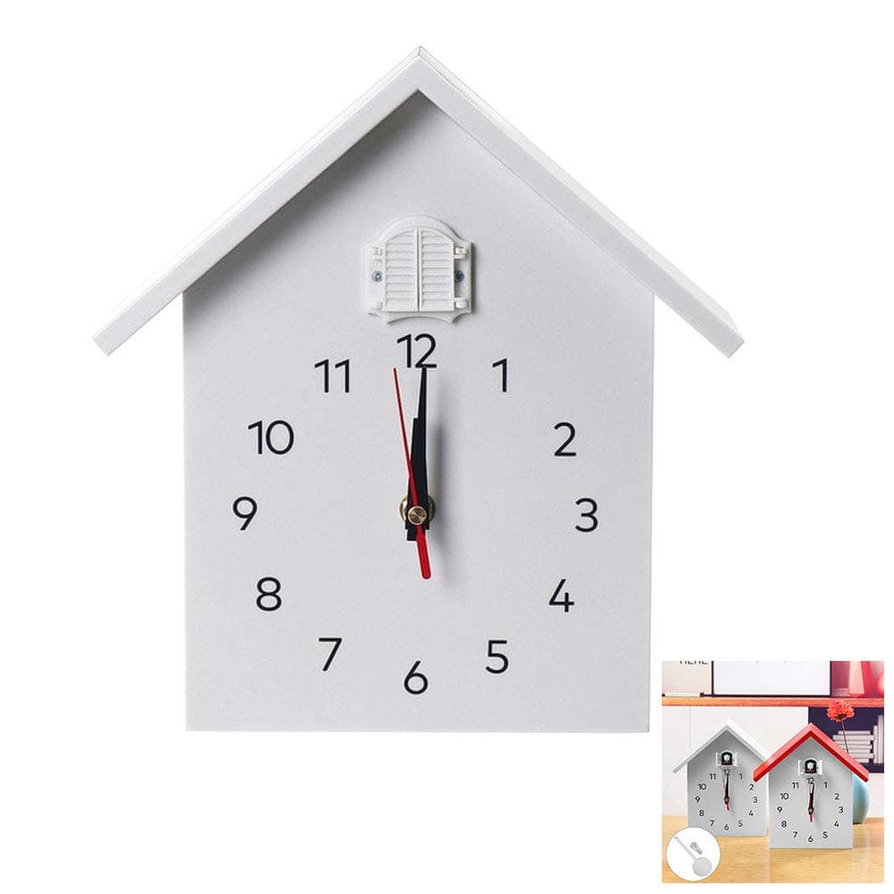 Modern Cuckoo Clock with Timing Function, Tiny Modern Cuckoo Clock, Design Clock, Natural Bird Voices or Cuckoo Call, Natural Field Recordings, Design Clock Pendulum (report Punctually),White,nottimed