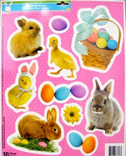 Easter Spring Decorative Window Clings Reusable Stickers Decor Easter Decorations (10 Real Easter Bunny Chicks Eggs Flower)