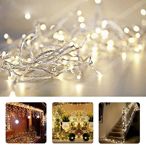 YinTonet LED String Lights,100 lED Globe String Lights with Tail Plug Extender,8 Working Modes,Waterproof Lights for Indoor Outdoo,Christmas,Party,Warm White-33ft