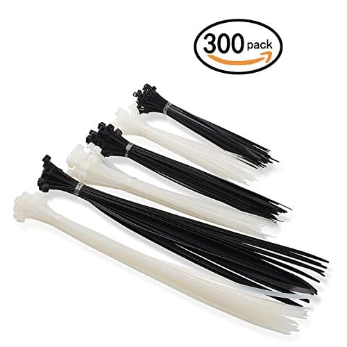 Cable Zip Ties, 300 Pcs Adjustable Durable Self locking 6+8+12-Inch Nylon Wrap Ties in Black &amp; White for Home Office Garage Workshop Heavy Duty (Cable Tie-008)