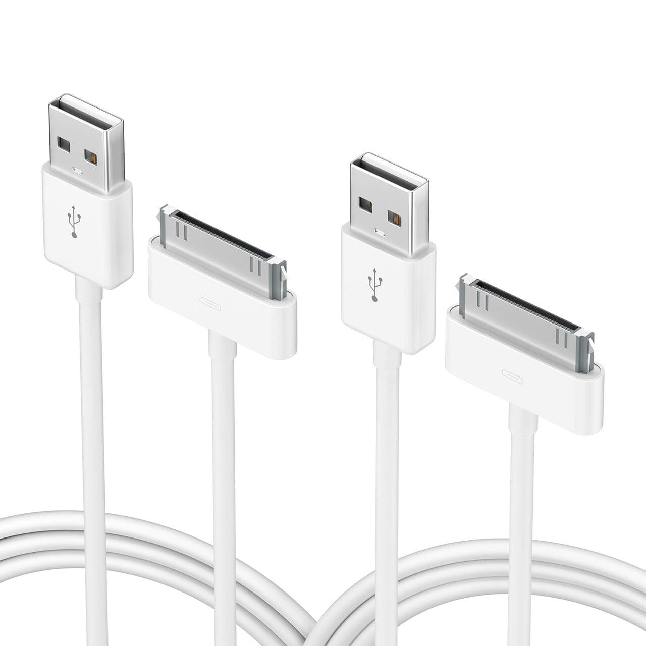 Poweradd iPhone Charging Data Cable 4Ft/1.2m(2-Pack) [Apple MFi Certified] Compatible with iPhone 4/4S, iPhone 3G/3GS, iPad 1/2/3, iPod Touch, iPod Nano 30 Pin Dock Connector to USB Cable, White