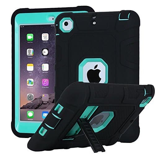 iTrendz iPad Mini Case, Shockproof, Drop Protection, Three-Layer Full-Body Rugged Hybrid Protective Kids Adult Case With Kickstand For iPad Mini and iPad Mini 2 with Retina - Turquoise Blue