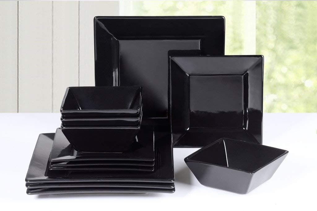 12PC SOHO Black Square Dinner Set