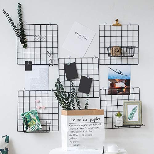 LySanSan - Multi-Function Iron Frame Mesh Grid Panel Decor Photo Wall Art Display Organizer