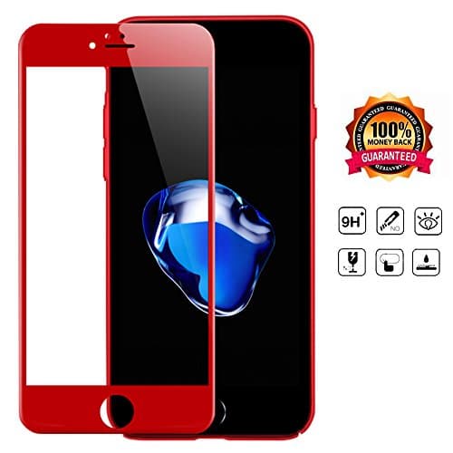 Screen Protector for iPhone, RERCHMO 3D Full Cover HD Protection Tempered Glass Protector [Red] (Red for iPhone 7)