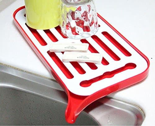 Ann, Colorful Kitchen Tray, Dish Drying Rack, Red