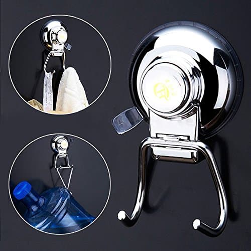 2PCS Super Powerful Button Type Vacuum Suction Cup Hook Holder - Stainless steel, durable，waterproof, not viscose free，Principle of physics,13Ib Max Carrying Capacity for Bathroom Robe Towel Hooks