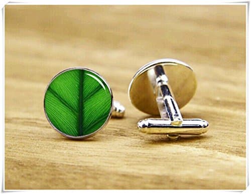 green leaf cufflinks leaf cuff links wedding cufflinks