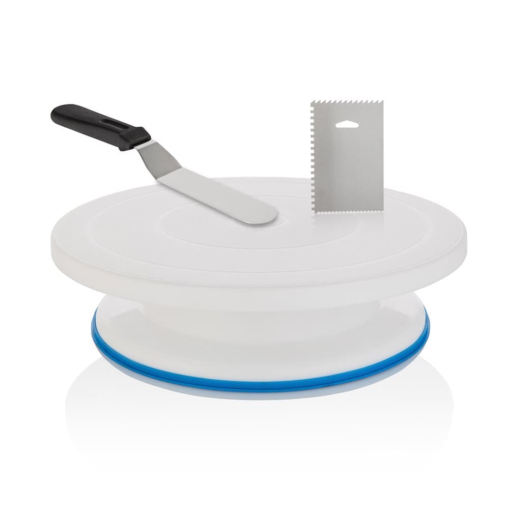 SG Kitchen Solutions Rotating Cake Decorating Kit with Turntable, Angled Spatula and Icing Smoother
