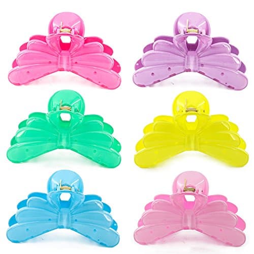 Kaide Large 4.5 " No-Slip Grip Bow Pattern Candy colors Claw Hair Clip Barrette For Thick Hair,Jaw Hair clip For Girls and Women ,Pack of 6