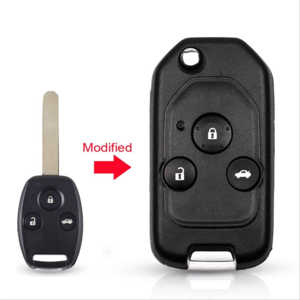 MYJHModified Remote 2/3/4 Button Flip Car Key Shell Case For Honda Accord Civic 2006-2011 Crv 2018 Pilot Fit With Rubber Pad Model 4