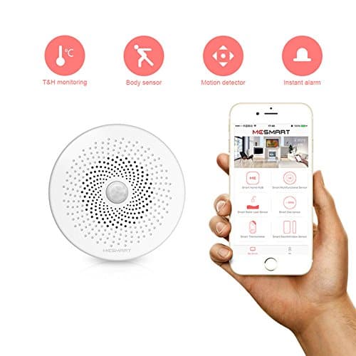 MESMART Multi-functional Smart Sensor Temperature Humidity Human Infrared IR Motion Detector Moving Induction Abnormal Alarm Safety Reminder Compatible with Amazon Alexa Echo