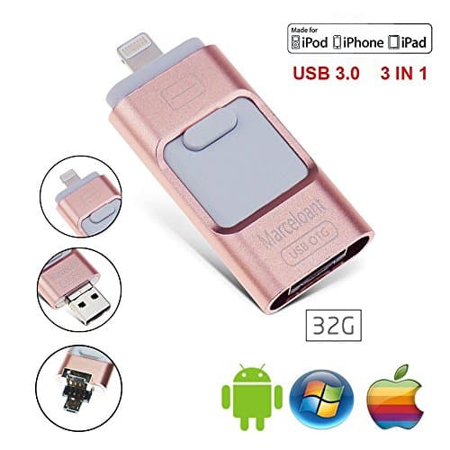 USB Flash Drives for iPhone iPad IOS Android 32GB Memory Stick, Marceloant OTG Flash Drive External Storage Flash Memory Pen Drive [Upgraded Version] (Pink)
