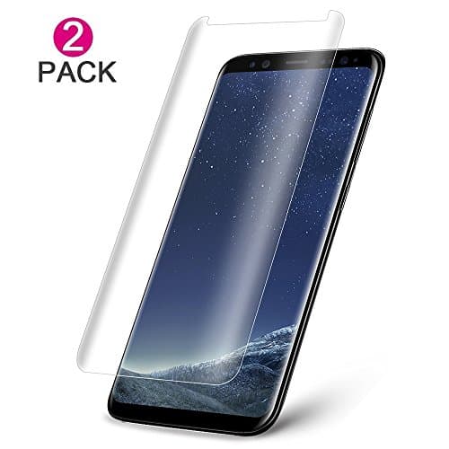[2-Pack] Galaxy S8 Plus Tempered Glass Screen Protector , ANKOON [Case Friendly] [3D Curved ], 96% Half Coverage Version] HD Anti-Bubble Scratch Fingerprint Proof (Transparent)