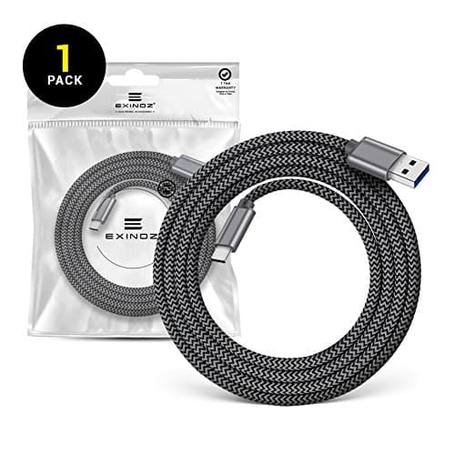 EXINOZ Xbox One Controller Charging Cable | Power Cable Replacement for Xbox One Elite/Xbox One S/Xbox One X Controllers | 6.6ft Grey Cord with 1 Year Replacement Warranty (1 Pack)