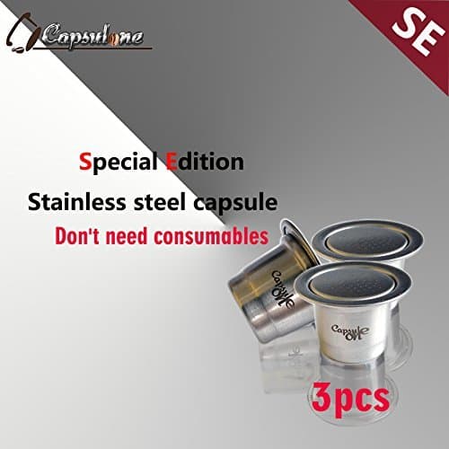 two usage methods CAPSULONE 3pcs Stainless Steel Reusable refillable Capsule filter coffee pod fit for Nespresso coffee machine
