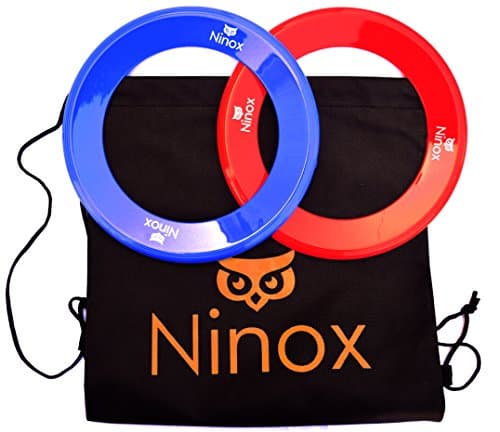 Ultralight Frisbee Flying Ring 2 Pack with bonus Drawstring Backpack for Ultimate Outdoor Family fun by Ninox - Flyers are Made in the USA