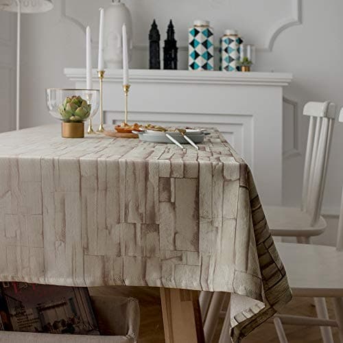 LINENLUX Stylish Square Rectangular Tablecloth/Table Cover for Kitchen Dinning Tabletop Decoration Gray Wood Rectangle/Oblong 55 X 70 in
