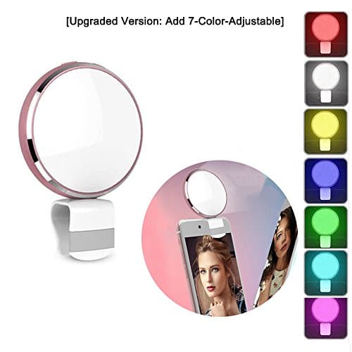 [Upgraded Version] Selfie Ring Light, Portable 3-Level Brightness 36 LED Lighting with Makeup Mirror 7 Color Adjustable Fill-in Light for iphone Tablet iPad Laptop Phone