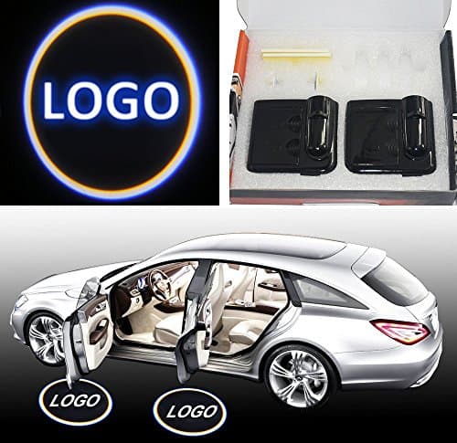 2PCS Universal Car Logo Ghost Shadow Lights Wireless Sensor No Drill Type Cree Led Laser Door Welcome Projector Lamp for Benz