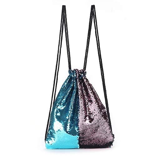 Mermaid Sequin Backpack Reversible Flip Sequin Sackpack Drawstring Bag Magic Tote Glittering Shoulder Bag Fashion Dancing Bling Shining Bag For Women Girls Boys Kids Yoga Hiking Camping Beach