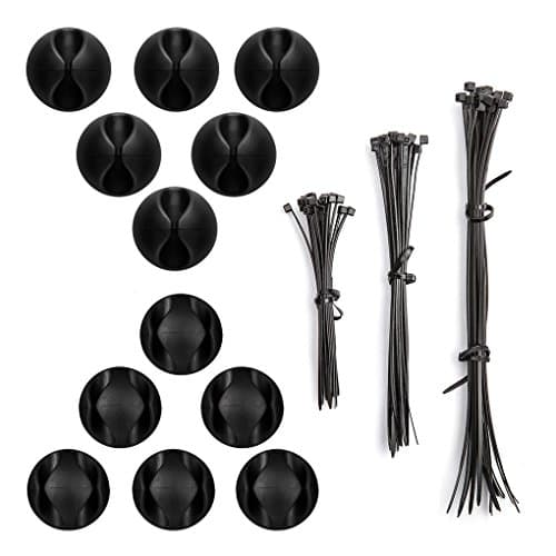 Multipurpose Cable Clips Cord Holder and Self Locking Cable Wire Zip Ties,Eternal Faith Desktop Cable Clip &amp; Hider Management and Cord Organizer for Office PC Charging Cable,USB Cord,Power Cord(42PCS)