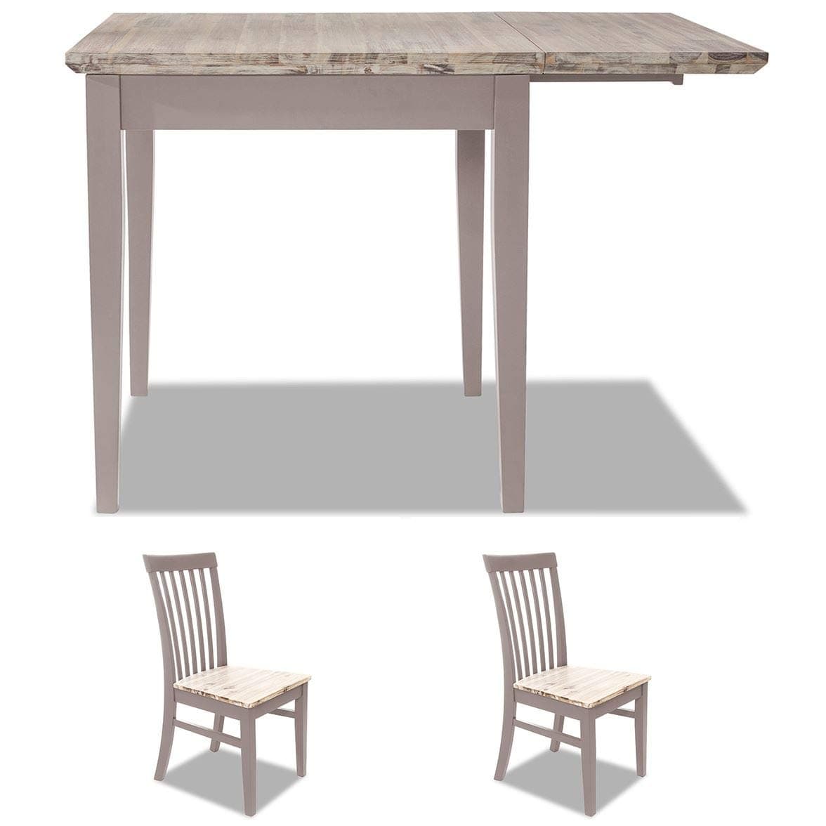 Florence extending solid wood table and 2 chairs set. 3pc Solid wood kitchen dining table set. Kitchen Breakfast Furniture