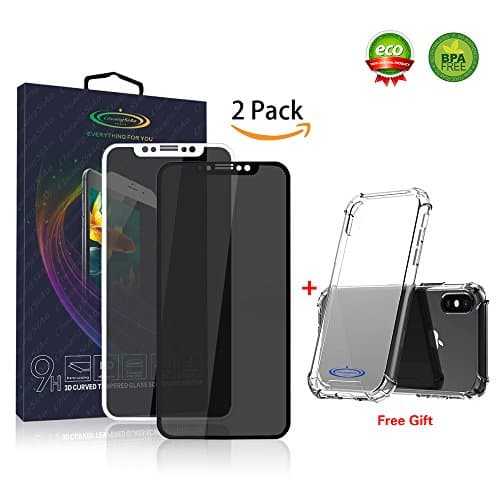 【2-PACK with gift】 Iphone X Privacy Screen Protector iPhone X Tempered Glass Screen Protectors (black and white color) Screen Protector Glass for iPhoneX 2018 Couple outfit，Tai Chi suits
