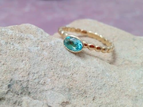 Aquamarine ring,stack ring,Engagement oval ring,gemstone ring,March birthstone ring,gold band ring,birthday ring