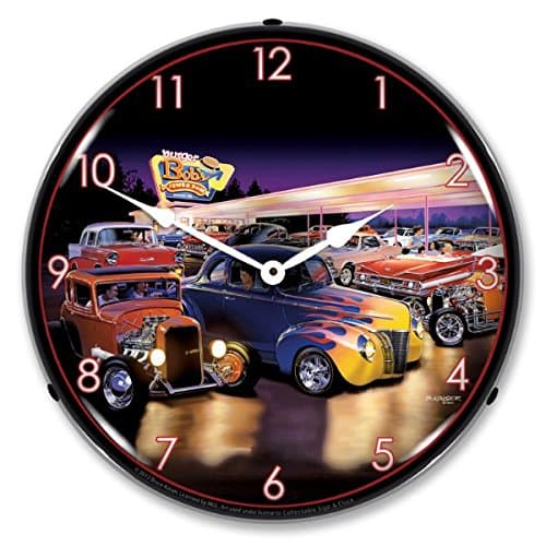 Burger Bob's Hotrod Diner Lighted Clock