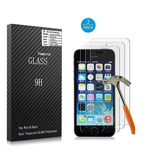 For iPhone 5 5S SE Screen Protector [3 Pack], Tempered Glass Screen Protector for 5C with Lifetime Replacement Warranty