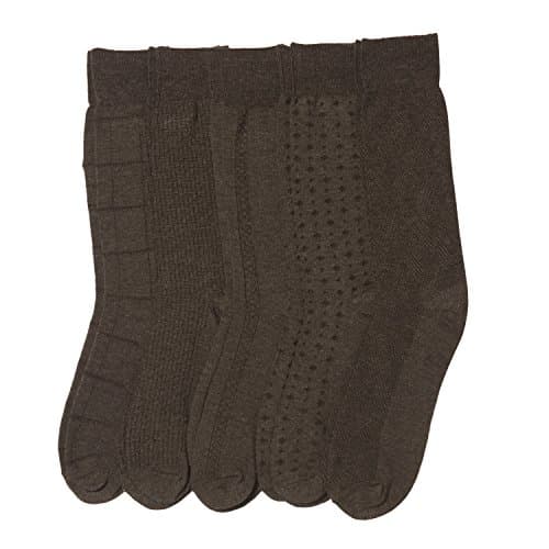 Basic/Outfitters Mens 5 Pack Basic Dress Crew Socks (Textured Dark Grey Heather)