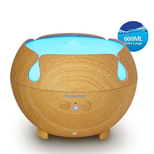 Aromacare Essential Oil Diffuser, 600ml Aromatherapy Diffuser Humidifier for Large Room, Cool Mist Humidifier with 7 Color LED Lights for Bedroom Office Home Baby Room Study Yoga Spa - Wood Grain