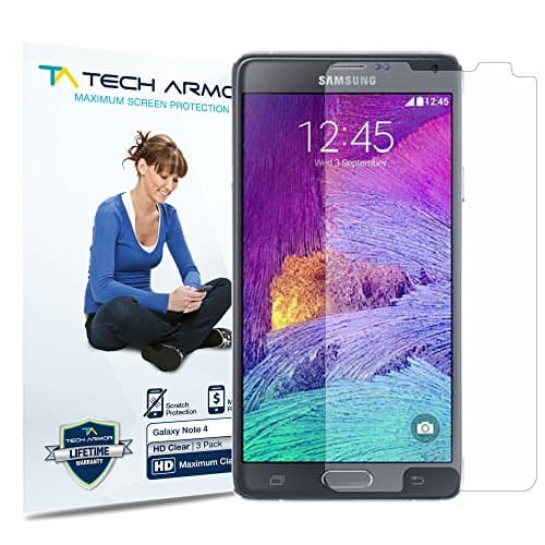 Galaxy Note 4 Screen Protector (Not Glass), Tech Armor High Definition HD-Clear Samsung Galaxy Note 4 Film Screen Protector [3-Pack]
