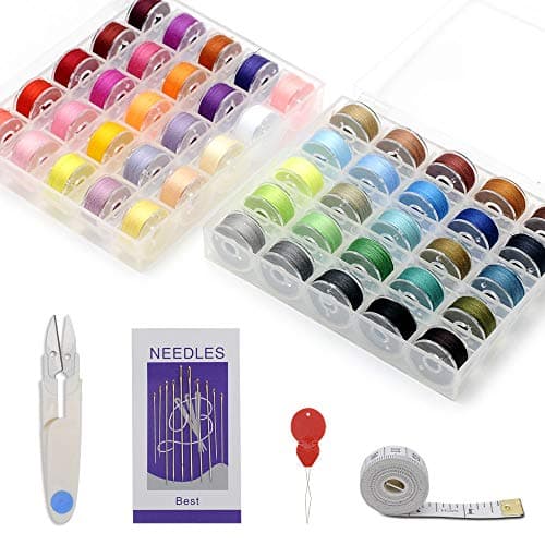 KEIMIX 50PCS Bobbin Thread with Case for Multiple Sewing Machine, Pre-Wound Bobbins Set for Bro-Ther/Baby-Lock/Jano-me/El-na/Sin-ger