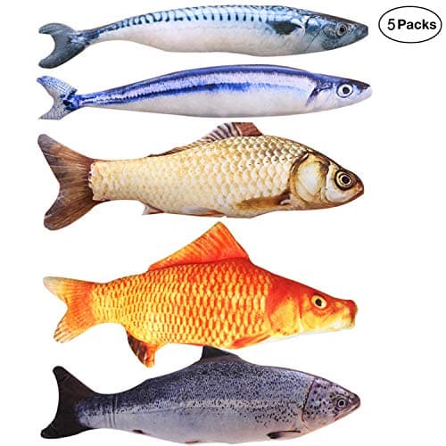 Coolfm Catnip Toys Set Simulation Fish Shape Doll Interactive Pets Pillow Chew Bite Supplies for Cat/Kitty/Kitten Fish Flop Cat Toy Catnip Crinkle Toys 3PCS (CY01-3PCS)